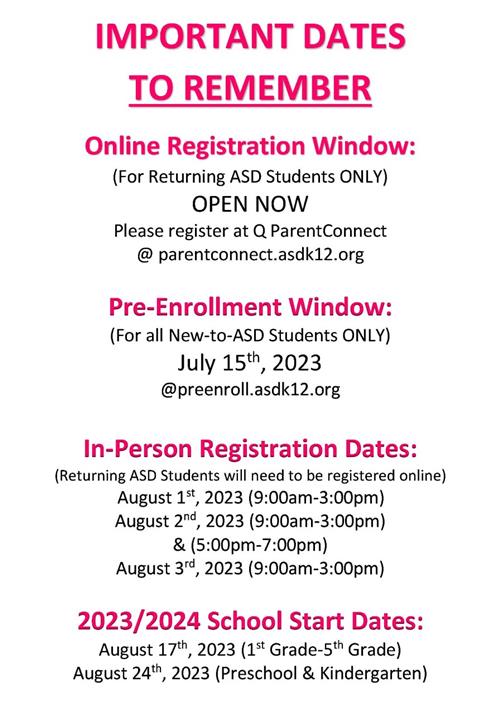  Important Dates to Remember